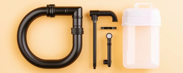 Plumbing Accessories on Soft Yellow Background