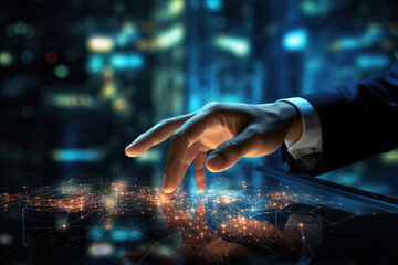 Elegant man holds a hand with the word power on it