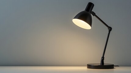 A minimalist touch lamp in matte black on a light gray surface