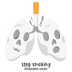 Stop smoking isolated on white background. Cigarettes forbidden sign, National non smoking week. World no tobacco day. Vector flat illustration