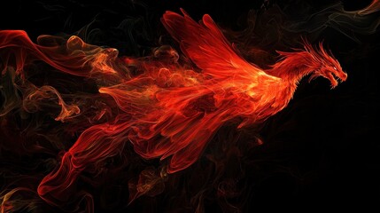Obraz premium Fiery Dragon in Flight: A Digital Painting of Mythical Creature