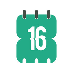 Day 16 Calendar Vector Icon Illustration.