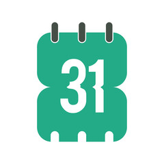 Day 31 Calendar Vector Icon Illustration.