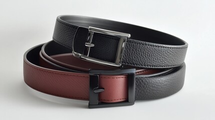 A reversible men's belt shown with both color options against a clean backdrop