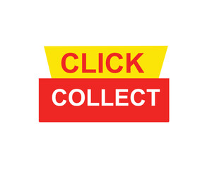Click collect web Vector Illustration button label template text with colorful icon