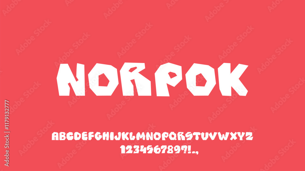 Fototapete chopped playful font with sharp angles. bold geometric display typescript. сhunky uneven letters. jo