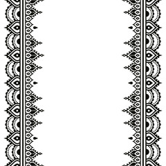 Traditional boho Indian Mehndi tattoo style inspired vector seamless pattern or greeting card in black and white 