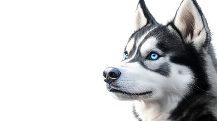 Obraz premium Siberian husky with blue eyes isolated on a transparent background, PNG
