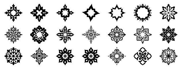 Vector Set of Decorative Floral and Geometric Ornament Designs