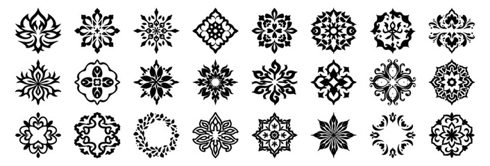 Vector Set of Decorative Floral and Geometric Ornament Designs