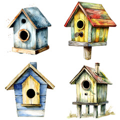 Vibrant birdhouse designs garden decorative art outdoor aerial view colorful concepts for avian habitat