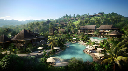 Tropical Resort 3D Illustration
