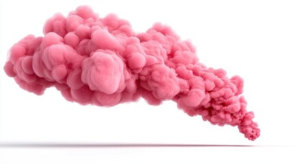 Fototapeta premium A photostock of soft pink cloud-like smoke swirls on a white background, creating an ethereal and dreamy effect. High Quality