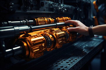 Naklejka premium Excellent Shimmering Retro Futuristic Quantum Machine