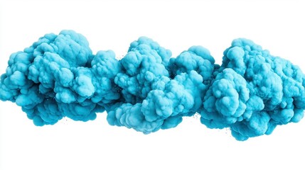 A photostock of textured blue powder clouds floating softly on a white background, great for artistic or event designs. High Quality