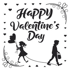 Romantic Happy Valentine's Day Silhouette Design