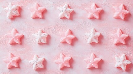 Pink and White Glittery Star Shaped Candles Arranged on Pink Background