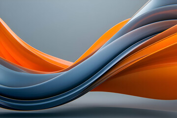 Abstract 3D Orange Blue Wave Background