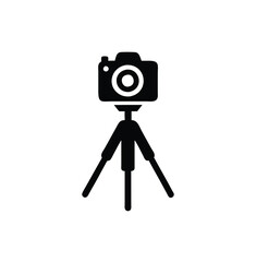 A tripod with photo camera vector silhouette