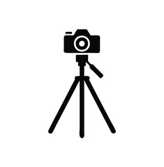 A tripod with photo camera vector silhouette