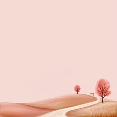 Obraz premium Pastel Pink to Beige Minimalist Landscape with Delicate Textural Accents and Pared Down Composition Idyllic Pastoral Backdrop with Scandinavian Design Aesthetic and Digital Art