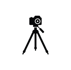 A tripod with photo camera vector silhouette