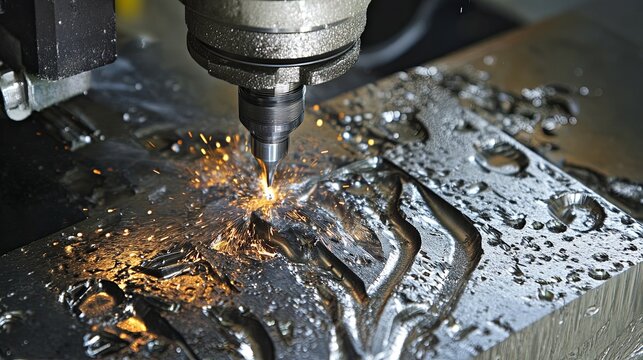 Industrial Metal Milling: Precision Cutting with Fiery Sparks