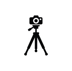 A tripod with photo camera vector silhouette