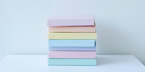 photograph blank color stack books on white background