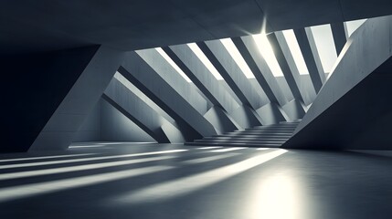 Sleek Modern Abstract Empty Interior with Concrete Floor and Daylight