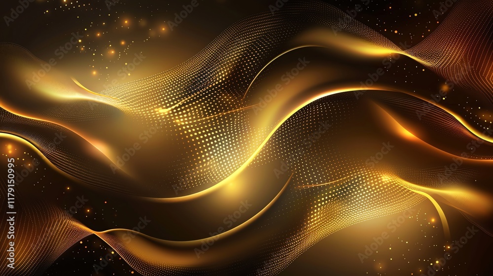 Wall mural abstract golden wave background with a sparkling effect.
