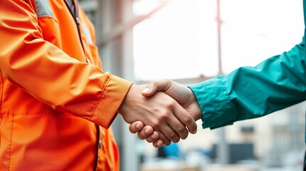 Handshake Agreement Between Workers on Labor Day