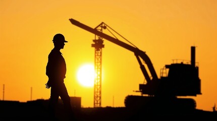 Labor Day Construction with Cranes at Sunset