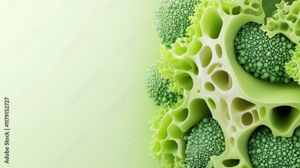 Poster detailed abstract background featuring green microbial structures