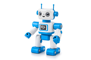 Fototapeta premium Vintage classic toy robot, isolated on white background