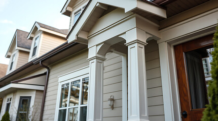 Exterior View of House with Porch Columns and Siding