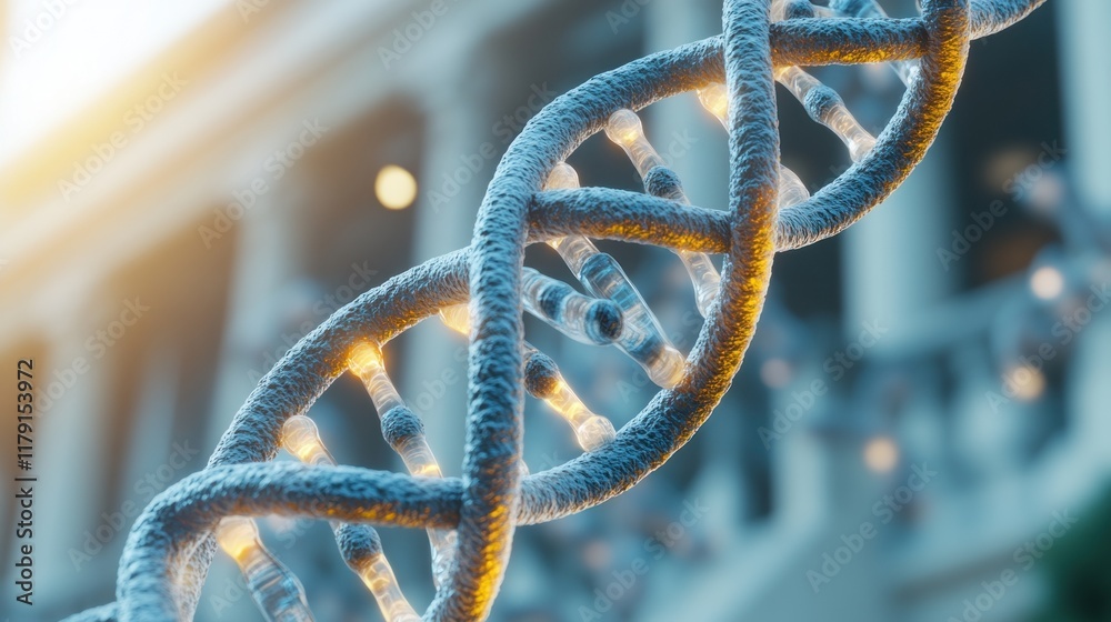 Poster strands of dna illuminated by soft natural light in urban setting