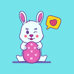 Easter bunny with an egg. Isolated bunny cartoon with an egg suitable for easter event.