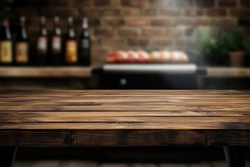 Rustic wooden table, grilling background, kitchen, food, advertisement