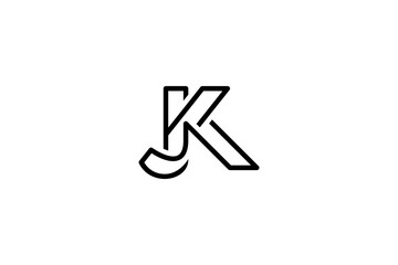 Simple Letter JK or KJ Logo Design Vector 