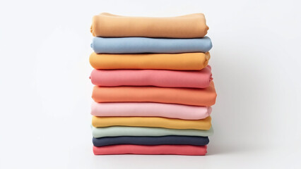 Neatly stacked colorful fabrics representing maternity clothing lines
