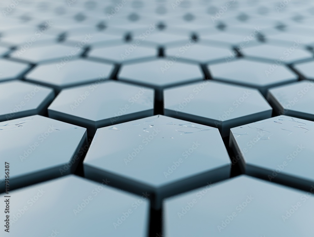 Aufkleber Abstract Blue Hexagonal Pattern Background with Smooth Texture