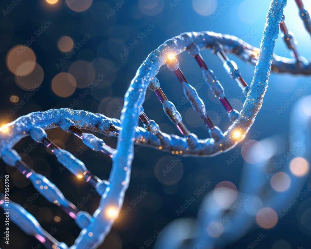 Aufkleber intricate dna helix with glowing elements and abstract background