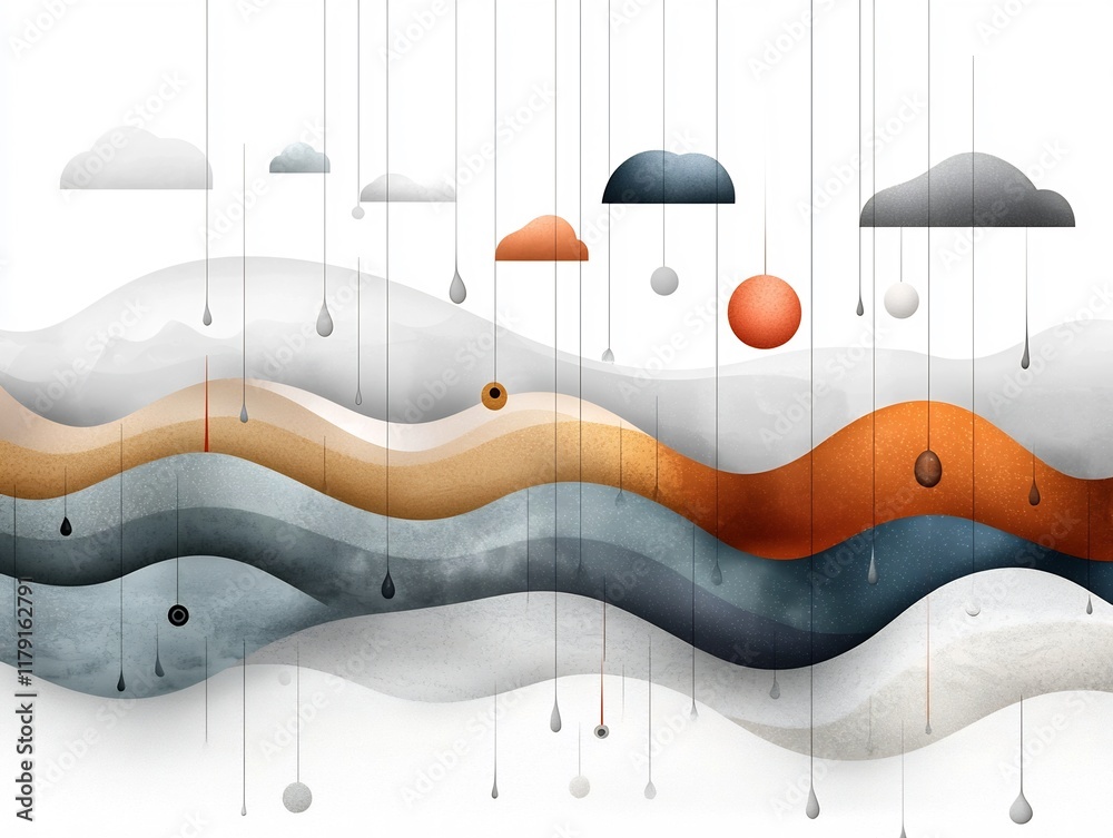 Poster intricate rainfall pattern map a compelling digital showcasing the dynamic visualization of hydrolog
