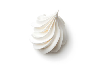 Whipped cream or meringue on white background. Meringue swirls, realistic bakery mousse 