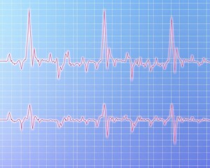 Digital Heartbeat Monitor Graphic with Blue Background Design