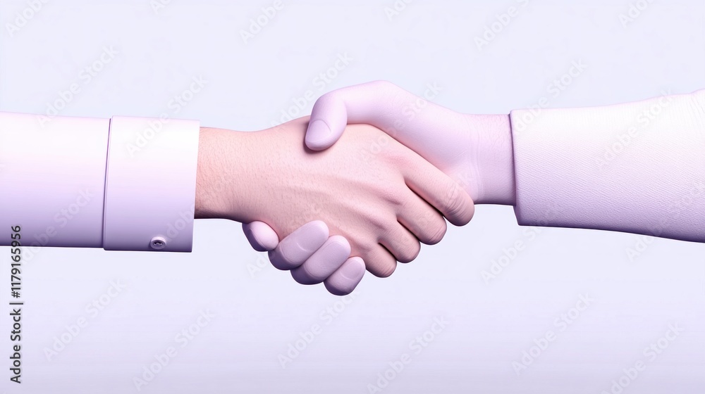 Poster 3D Rendering of Handshake Between Realistic Human and Robotic Hand