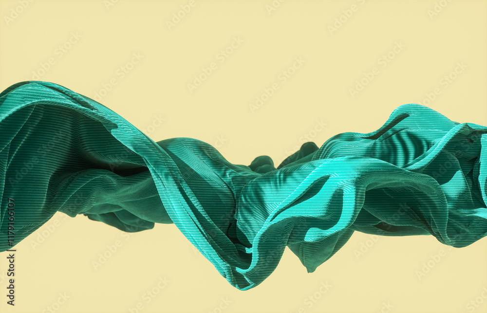 Aufkleber flying cloth with natural light beam and shadow. 3d rendering.