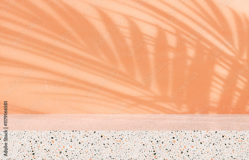 Aufkleber Beauty podium backdrop for product display with natural light beam and shadow. 3d rendering.