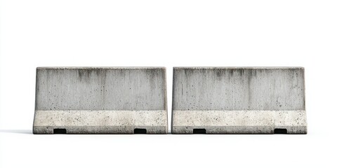 Concrete road barrier on white background